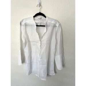Standard James Perse White 100% Linen Button Front Blouse Top Size 3 (Large)